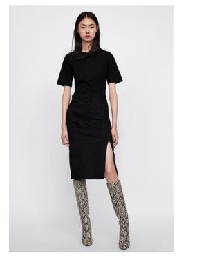 Zara Black Belted Midi Dress